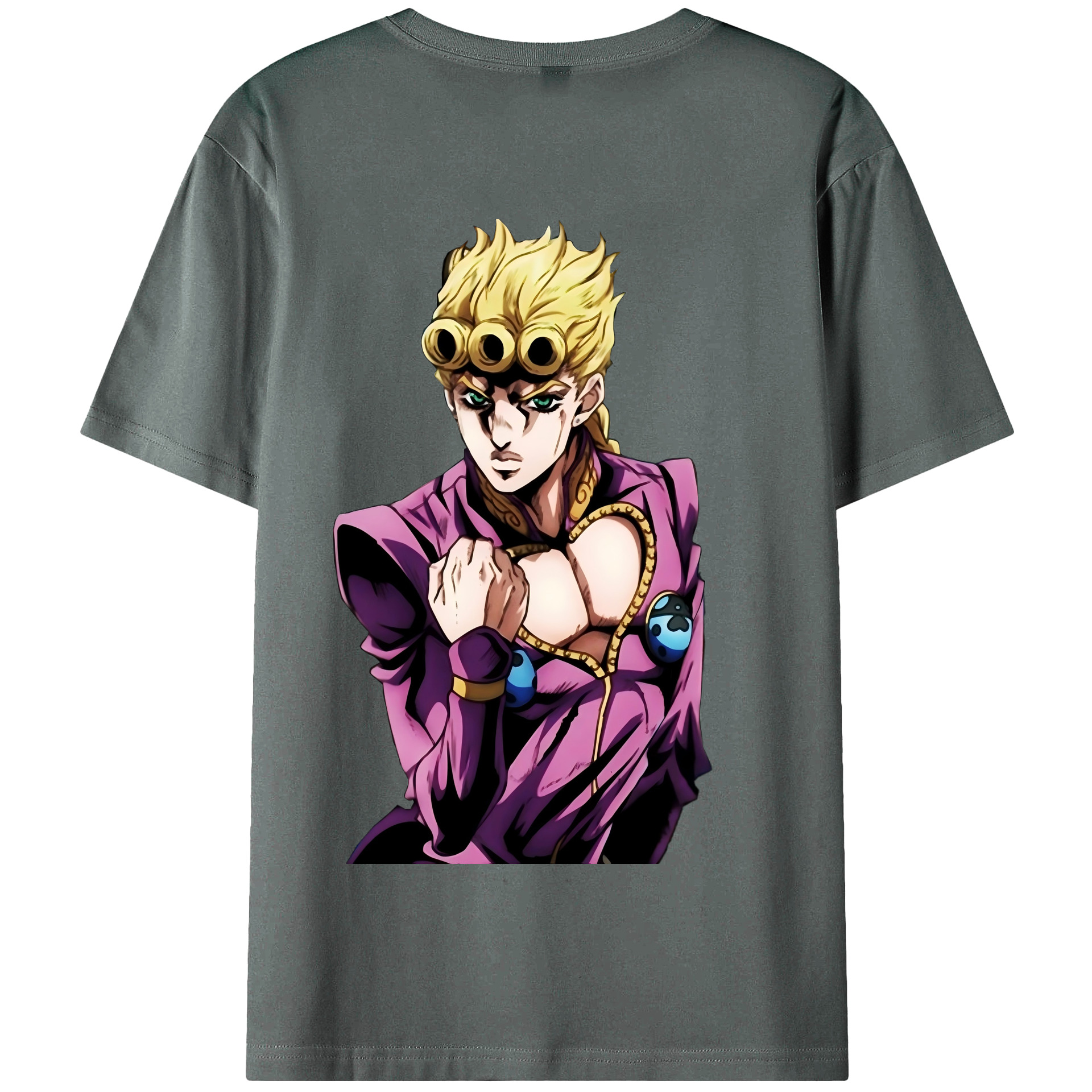 （画像用） ジョジョの奇妙な冒険 ジョルノ?ジョバァーナ JoJo's Bizarre Adventure Giorno Giovanna 綿100％半袖Tシャツ（背面プリント）